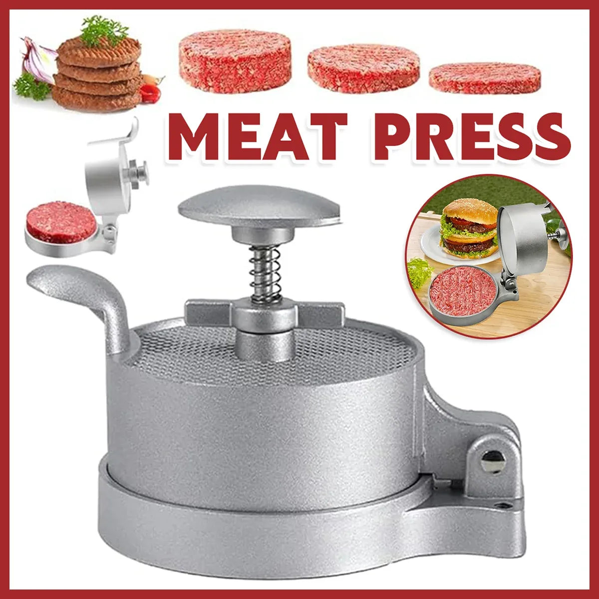 Flip Top Burger Press Meat Patty Maker Mould Filling Tool for Kitchen Hamburger